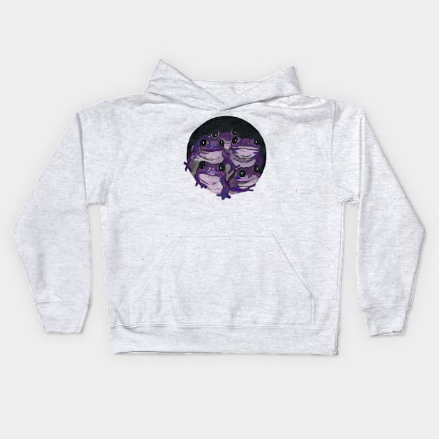 Violet frogs Kids Hoodie by deadblackpony